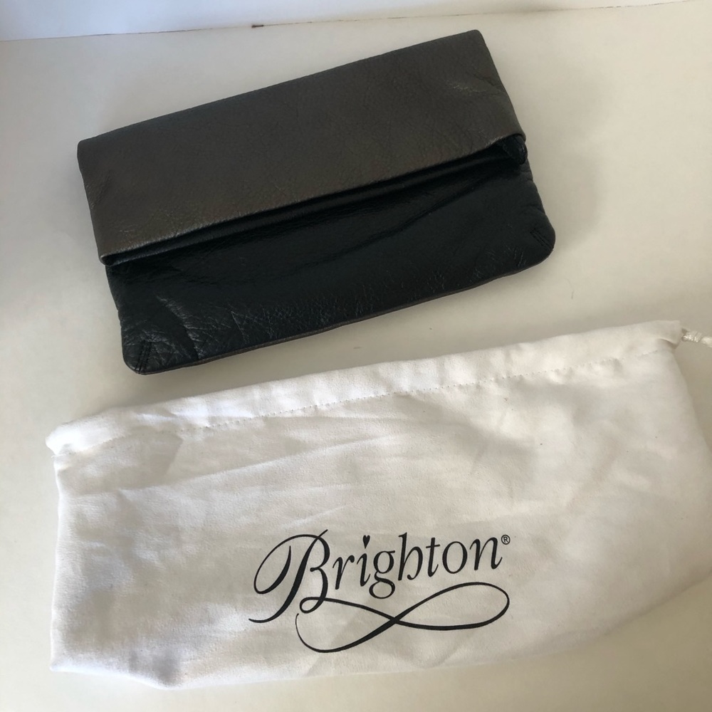 Brighton Bloc Party Two Tone Black & Gray Foldover Clutch